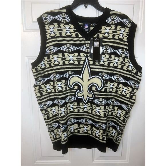 New Orleans Saints Sweater Vest Men’s XL Christmas Cardigan Pullover Jacket NFL - Picture 1 of 5
